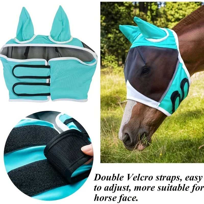 Outdoor Horse Mask Horse Mesh Fly Mask with Ear Breathable Mask Detachable Mask for Horse