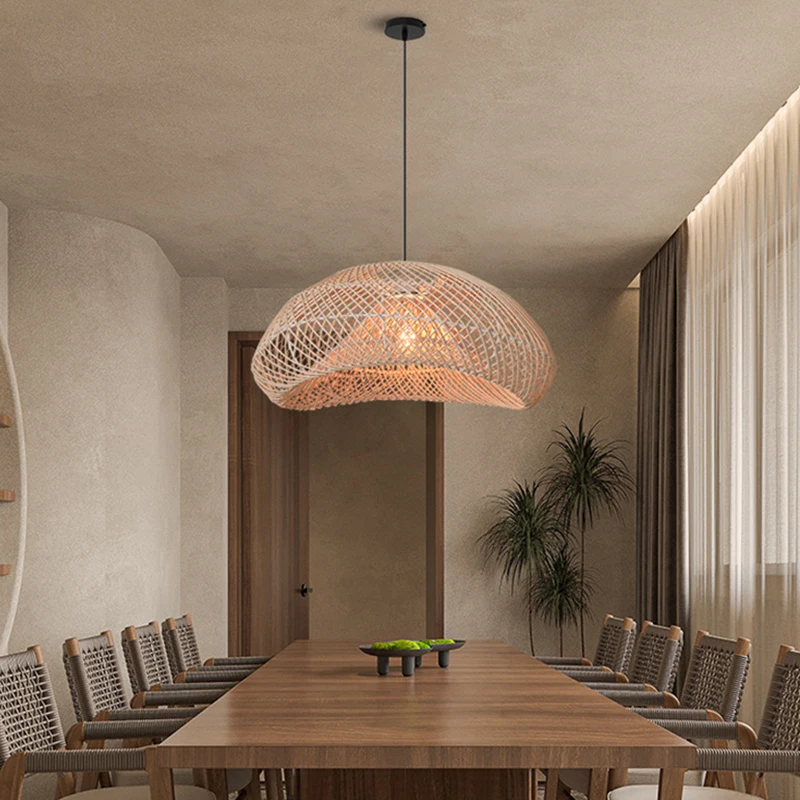 Vintage Rattan Pendant light japanese hand-woven bamboo Pendant lamp for Living Room Bedroom