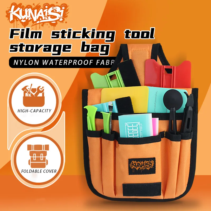 KUNAISI Car tool storage tool kit, waist charter clothing tool kit, multifunctional Multi Pocket canvas soft Orange tool kit