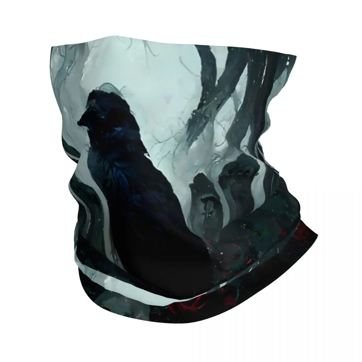 Crows And Roses Scarf Neckerchief Neck Face Mask Polyester