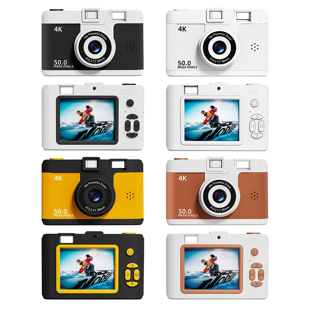 HD Digital Camera Dual Lens Retro Style Mini Camera 16x Zoom Portable Compact Camera Photography Camera for Travel Students