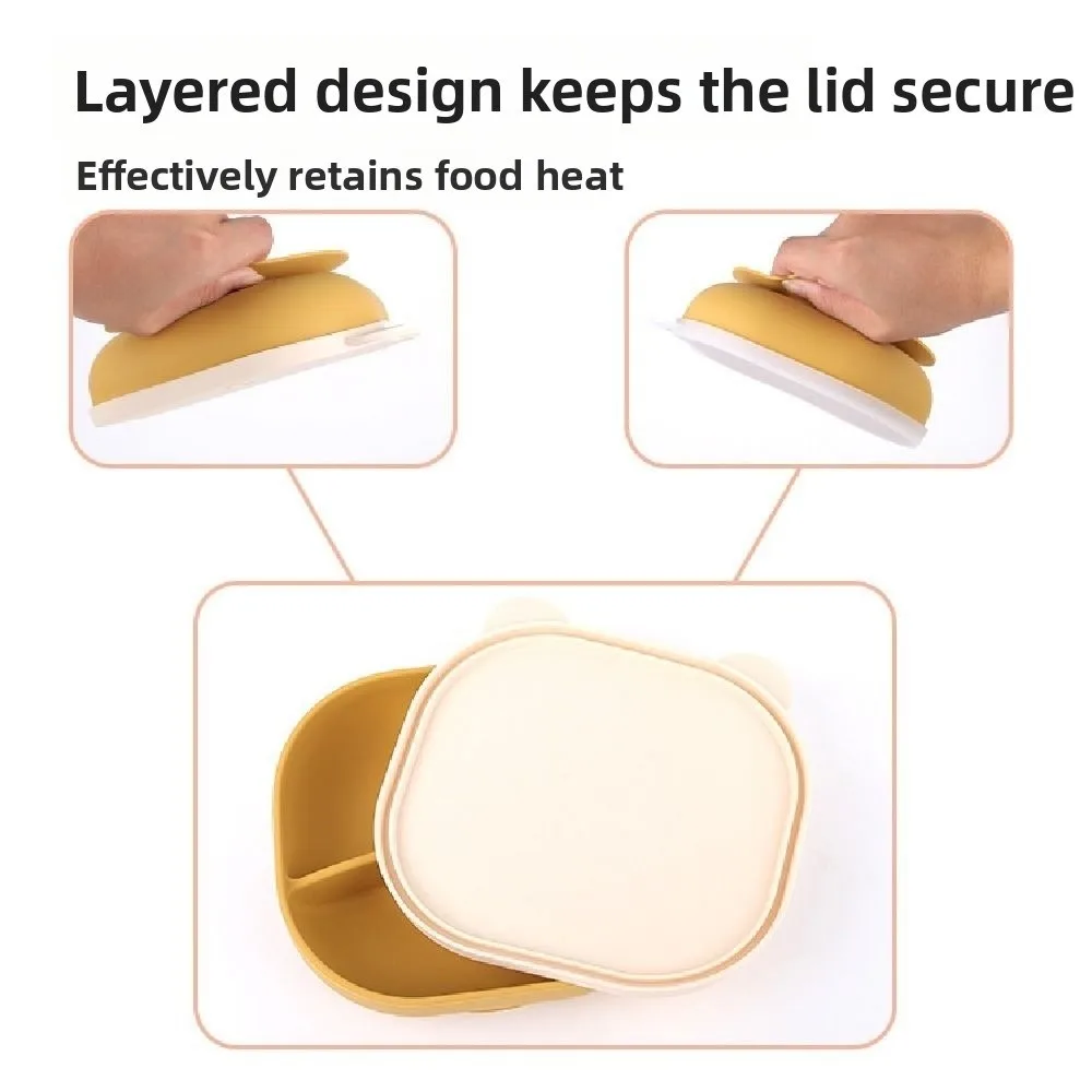 

Детская посуда для прикорма с мультяшным медведем, без бисфенола А, портативная, для малышей, легко моется, нескользящая, секционная тарелка для еды