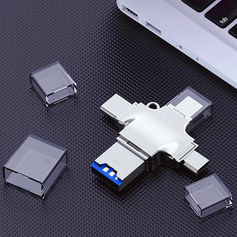 Geheugen Micro SD-kaartlezer Adpater voor IPhone Ipad Android Mac PC 4-in-1 camera Type C Lightning USB C Android draagbare lezer