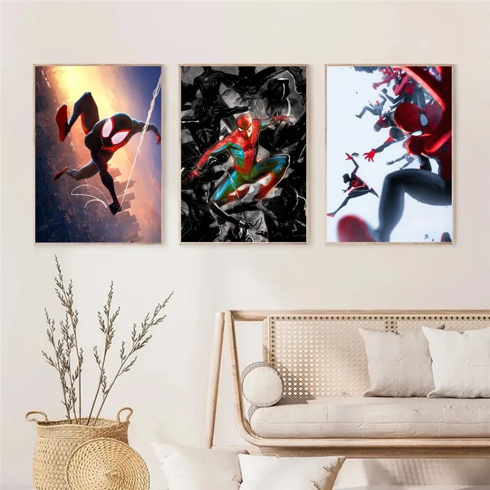 1pc Spider Hero Man Across Verse Self-adhesive Art Poster Waterproof Paper Sticker Coffee House Bar Room Wall Decor