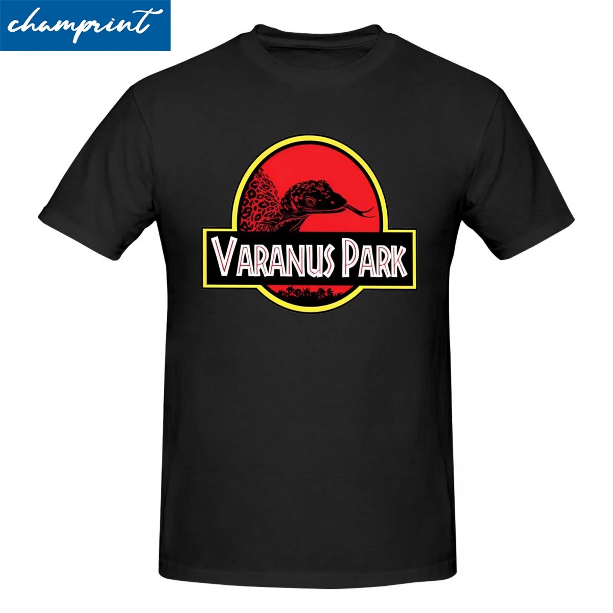 Vintage Lizard Monitor Jurassic Park T-Shirt Men's 100%Cotton Short Sleeve Varanus Park Crewneck Summer TopsTops