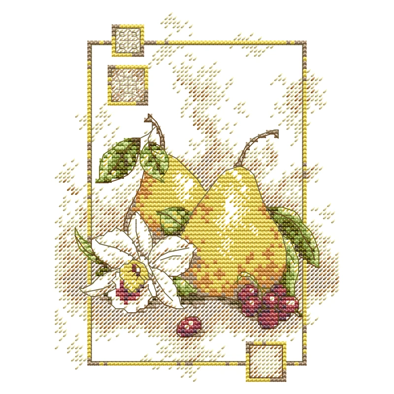 Joy Sunday-Cross Stitch Embroidery Kit, Pears, 11CT, 14CT, Printed Cross Stitch Set, Needlework, DIY Craft