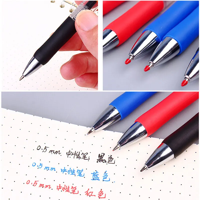 3ジェルペン20リフィル0.5mm,大容量,交換可能な詰め替え,黒,赤,青,インク,学用品,文房具