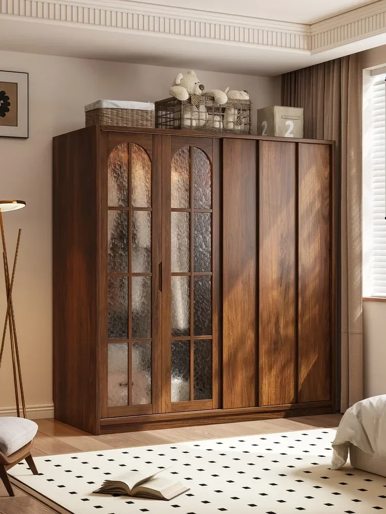 All Solid Wood Sliding Door Home Bedroom Retro Sliding Door Storage Wardroben29