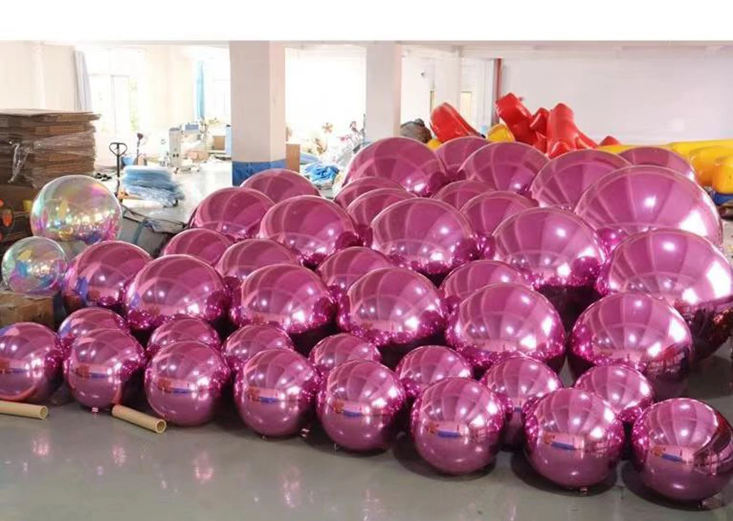 1 Pack Silvery Pink Inflatable Mirror Ball Balloon Free Shipping Giant Mirror Sphere With 2 Pumps