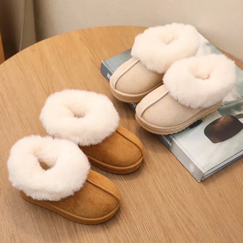 Children Winter Soft-Soled Cold-Proof Cotton Shoes Boy Girl Fleece-Lined Warm Snow Boots Kids Lightweight Non-Slip Casual Boots