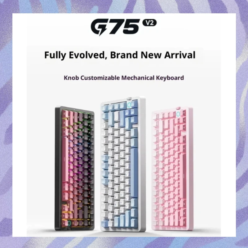 Mchose Hot G75 V2 Trójtrybowa Bezprzewodowa Klawiatura Mechaniczna Bluetooth z Bocznym Grawerowaniem do Gier Esportowych i Transmisji na Żywo, Prezent dla Chłopców i Dziewcząt