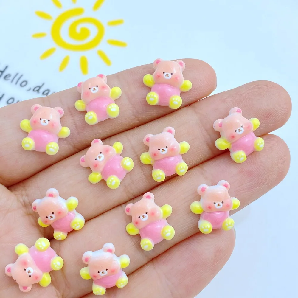 50pcs New Cute Mini Cartoon Colorful Bear Nail Rhinestones Gems Glitter Nail Art Jewelry Manicure Nail Decoration Accessorie