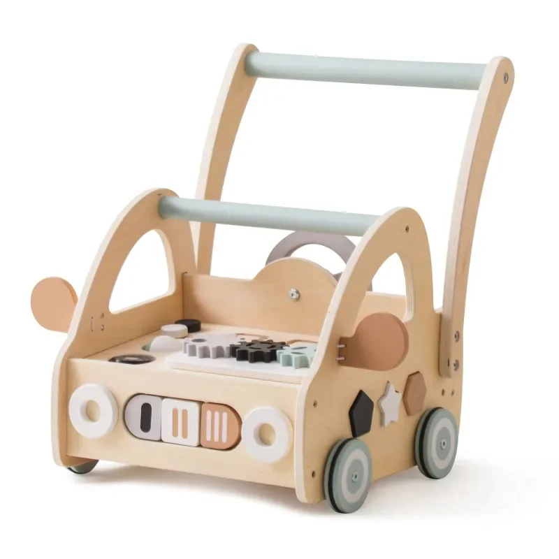 

Education early learning push-pull baby walker trolley children wooden supermarket toys