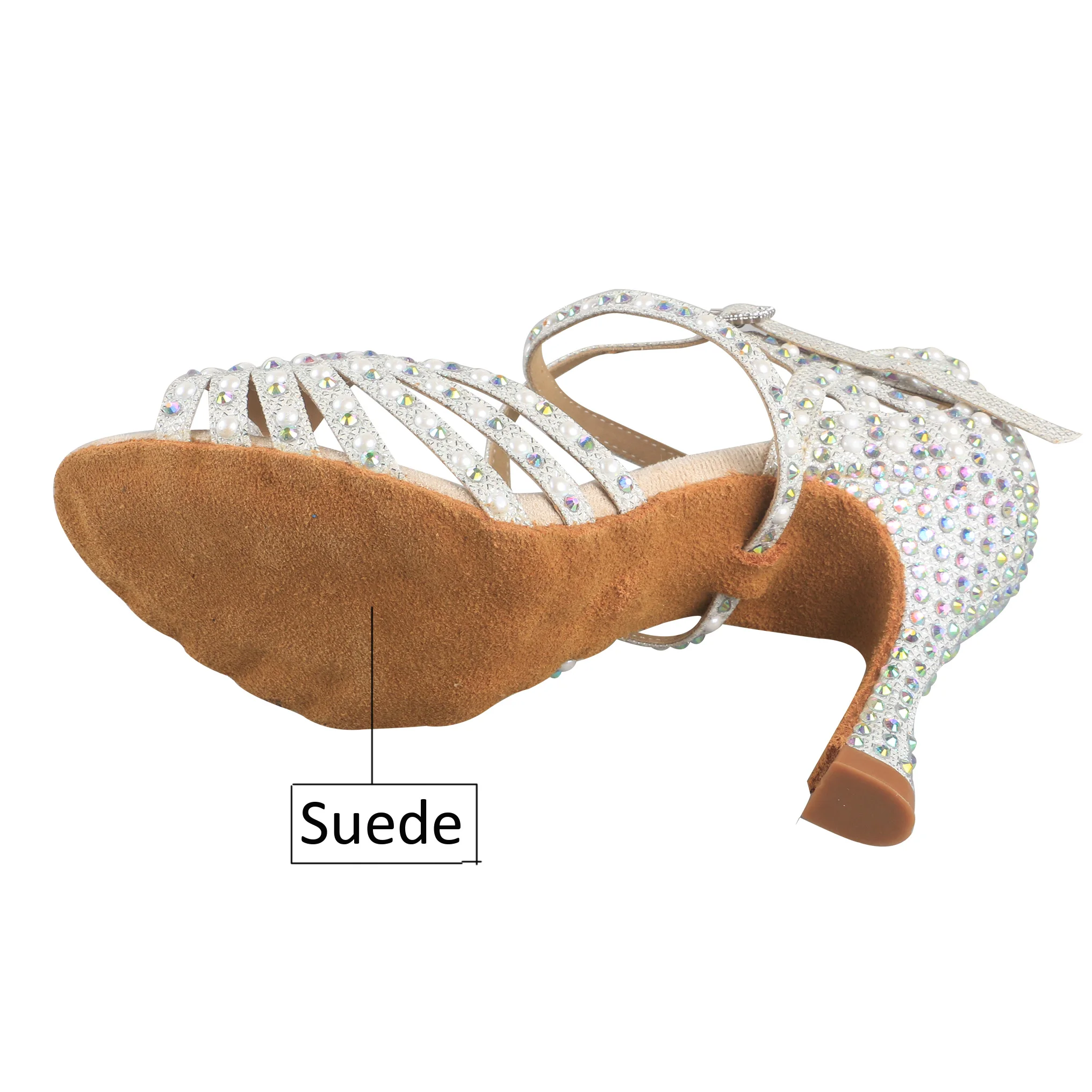 Venus Lure ผู้หญิงประกาย Glitter ส้นที่กําหนดเอง Diamante Latin รองเท้าส้นรองเท้า Salsa รองเท้าเต้นรําบอลรูมสําหรับสตรี