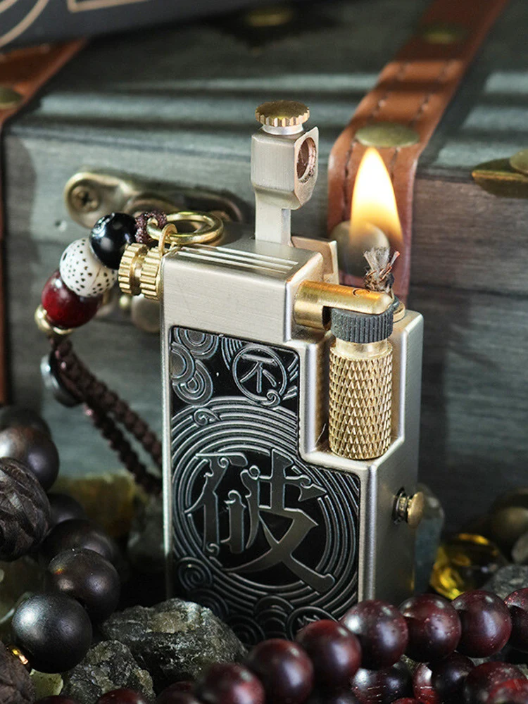 CHIEF Briquet à fluide rare Briquet marin vintage avec briquet de poche pour réservoir de carburant visible pour fumeurs - Accessoires EDC Briquet