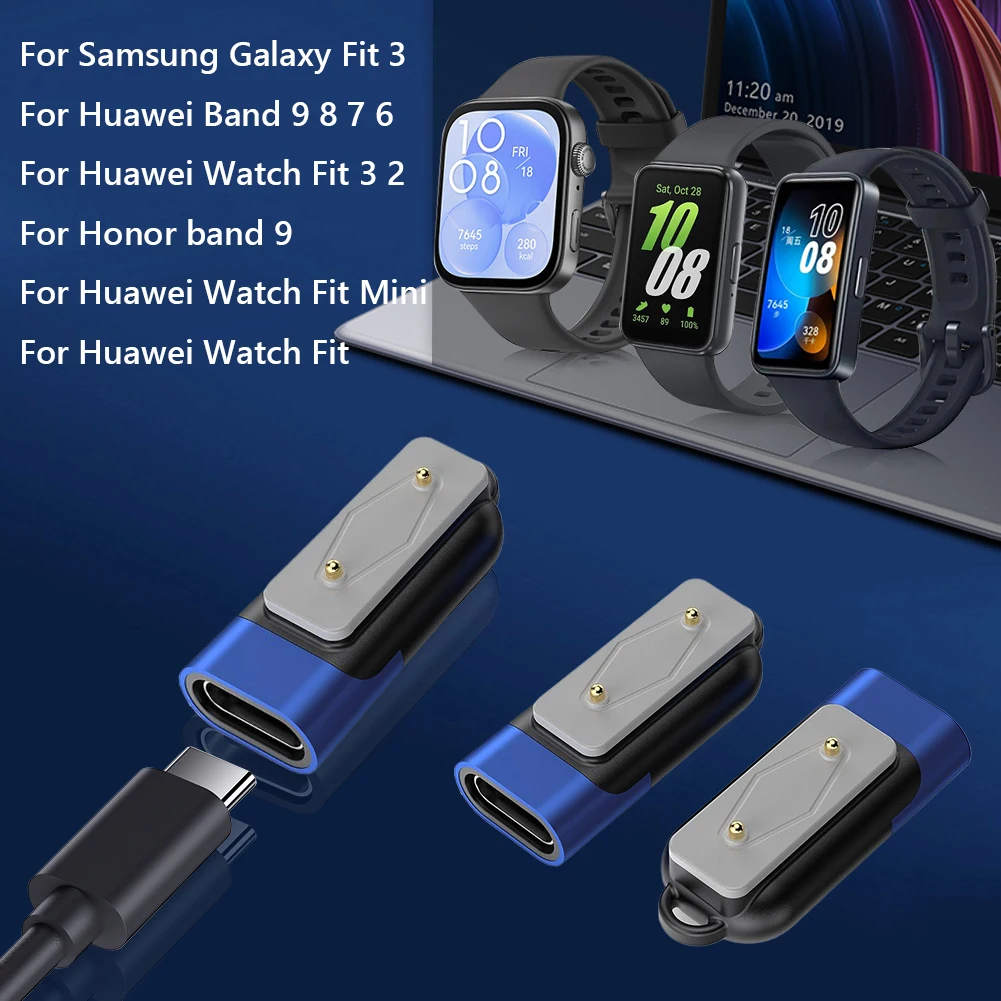 Uhrenladegerät, USB-C-Adapter, rechtwinkliger Ladekabel-Konverter, magnetischer Typ-C-Adapter, Uhrenladegerät für Huawei Band 9, 8 7
