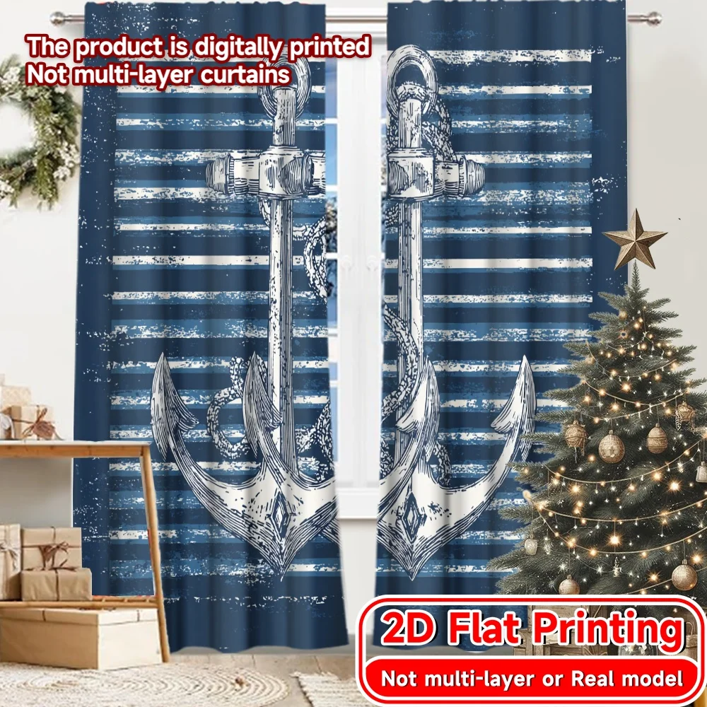 2D Flat Printing,2pcs Dual Anchors Creative Chic Curtains Polyester Curtains Home Decor Perfect for Bedroom, Office, Kitchen,