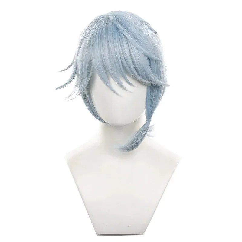 الهوية الخامس سجين لوكا الشتاء الزيز كوس شعر مستعار الضوء الأزرق فروة الرأس أعلى ذيل حصان صغير مقاومة للحرارة الاصطناعية الشعر باروكات الحفلات