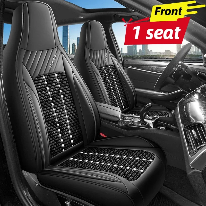 Single Universal Car Front Seat Cover for One-Piece Sport Seats, Ice Silk 3D Full Wrap, All-Season Durable Easy-Care, Integrated
