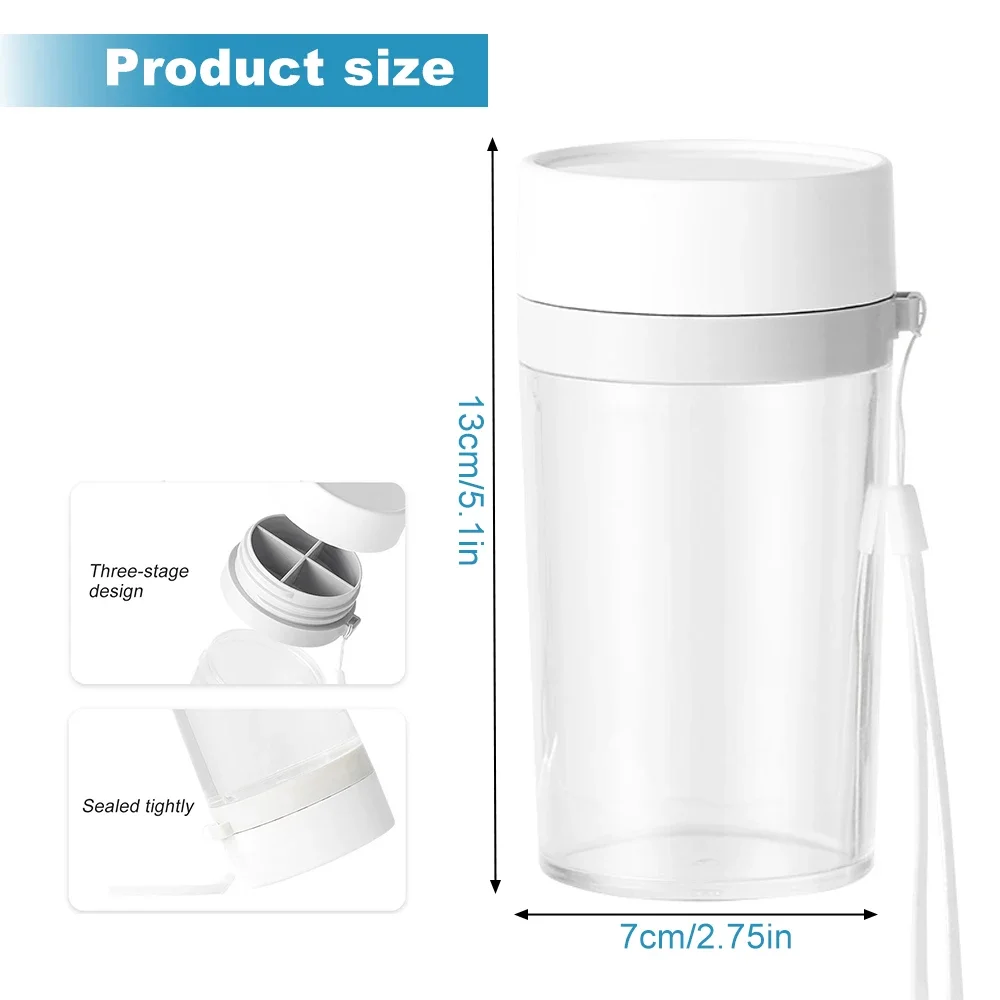 1PCS Water Bottle and Pill Organizer - Travel Water Bottle with 4 Compartments Pill Case - Perfect for Sports and Travel