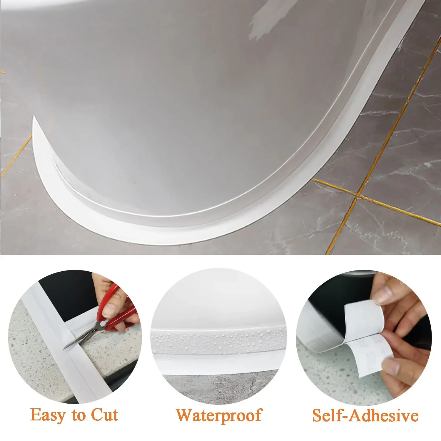 Tira de sellado impermeable para inodoro, cinta de PVC a prueba de moho para baño, fregadero, ducha, bañera, cocina, autoadhesiva para pared