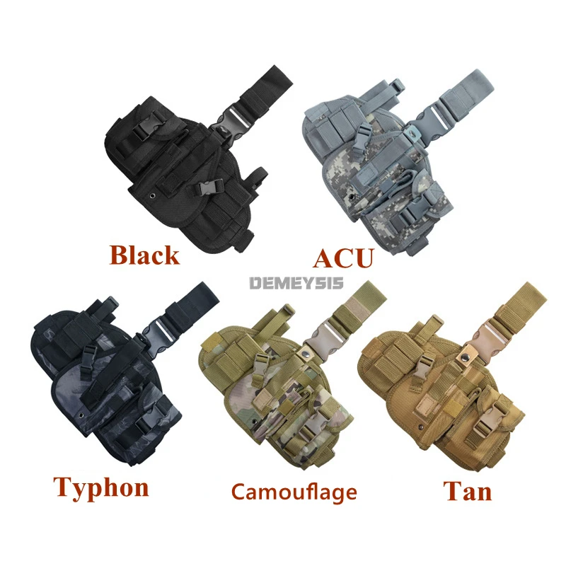 Tactical Gun Holster Thigh Drop Leg Bag Tactical Thigh Leg Pistol Gun Holster Outdoor Tactical Pouch Adjustable Strap