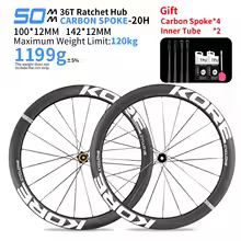 KORE カーボンスポーク ホイールセット 50mm ホワイトカーボンスポーク / 36T ラチェット / 24-30mm / HG(SHIMAN0 9-12S) 特別割引