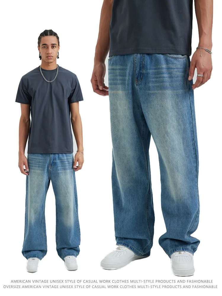 

Мужские свободные джинсы CaliFans прямого кроя, повседневные, с цветными вставками, в стиле High Street, износостойкие, из смесового хлопка и полиэстера