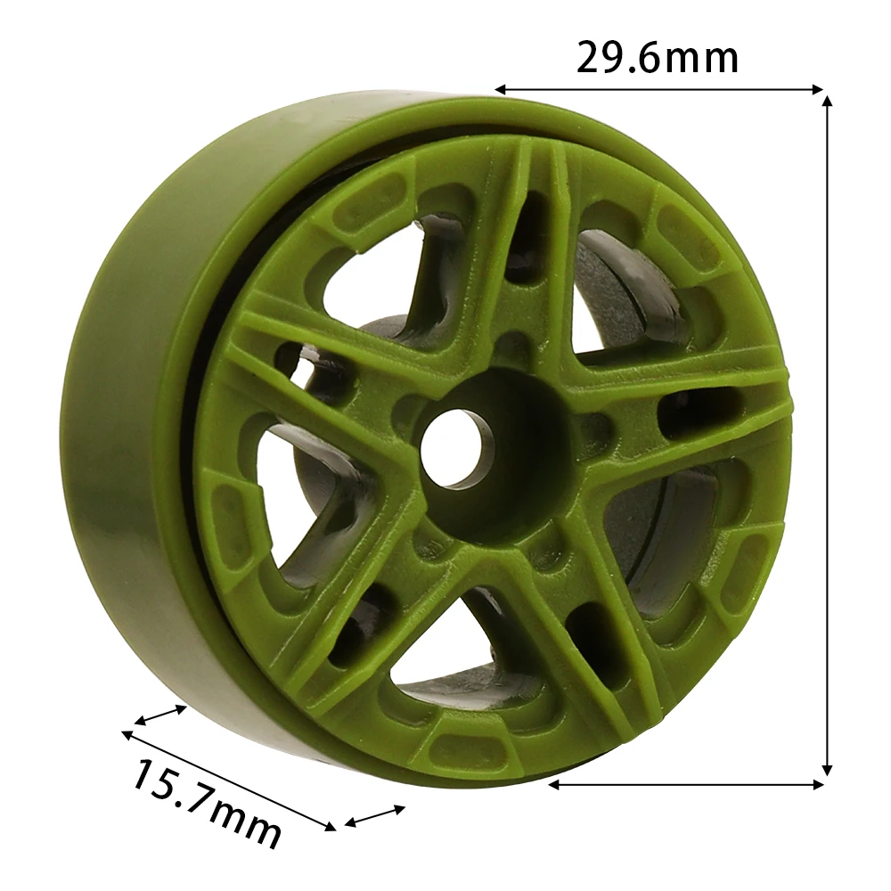 4Pcs 6-Spoke Plastic Wheel Rims Rubber Off-Road Tires 29.6x15.7mm Hub Fit 1/24 1/28 Mini RC Crawler Upgrade Parts Style K
