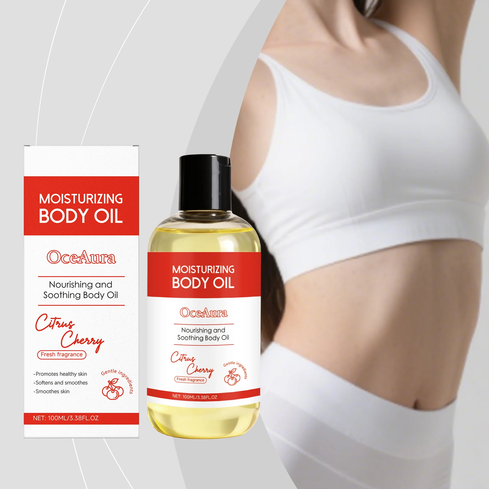 

Citrus Cherry Body Oil Hydrating Lightweight Moisturizer for Smooth Skin Nourishing Fruit Extract Oil for All Skin Types 100ml