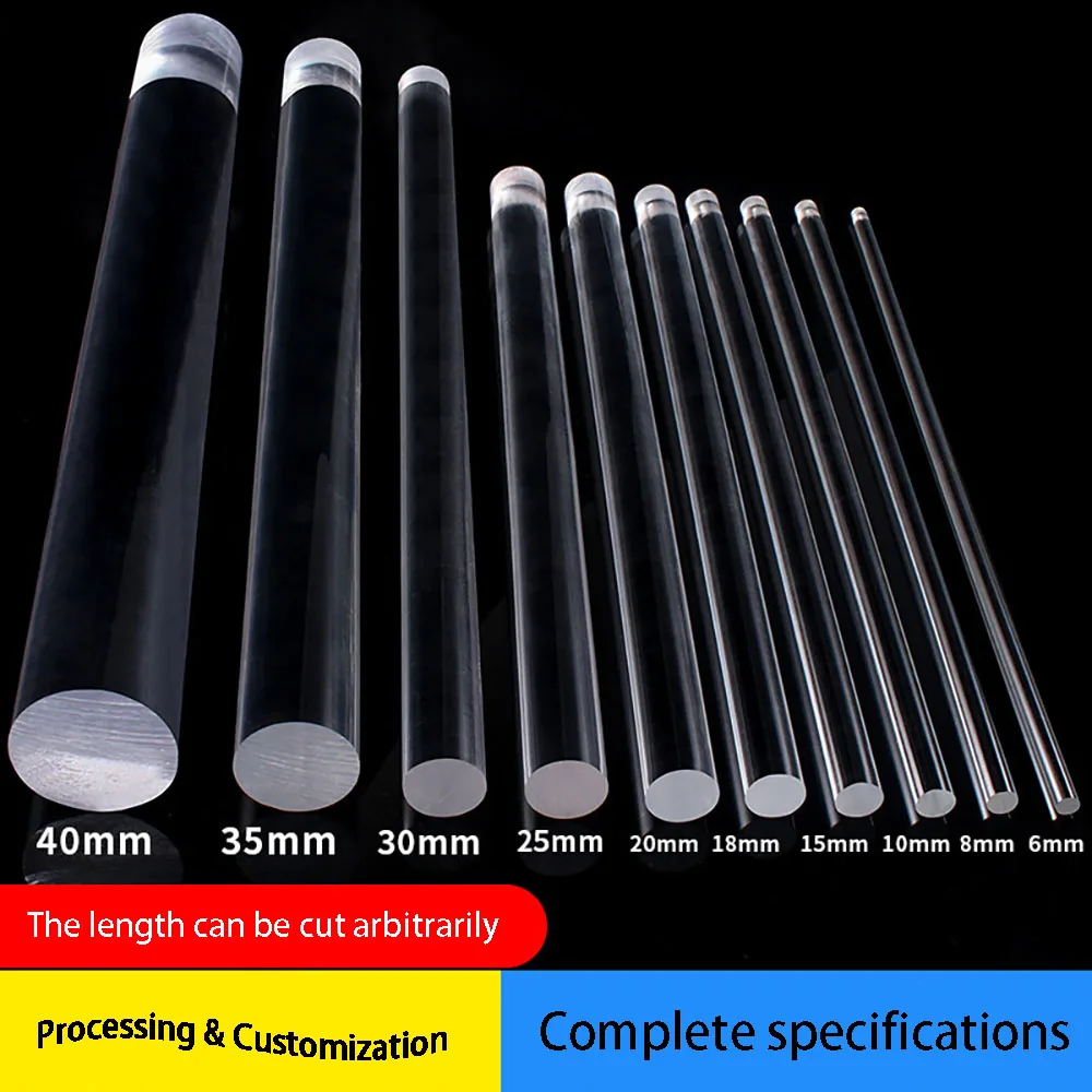 1Pcs Diameter 2-90mm Clear Acrylic Round Rod Round DIY Building Model Material Length 500mm