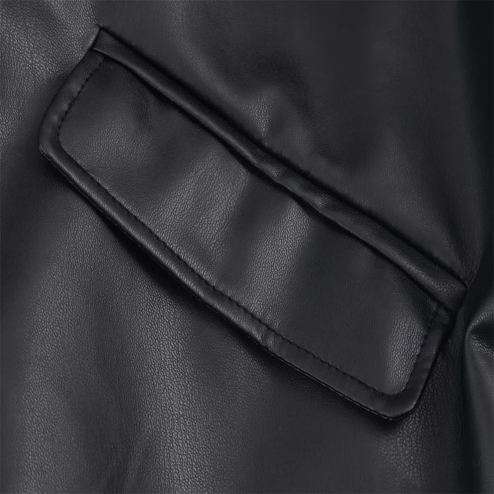 Abbigliamento da donna in stile europeo e americano nuova moda versatile giacca effetto pelle patchwork