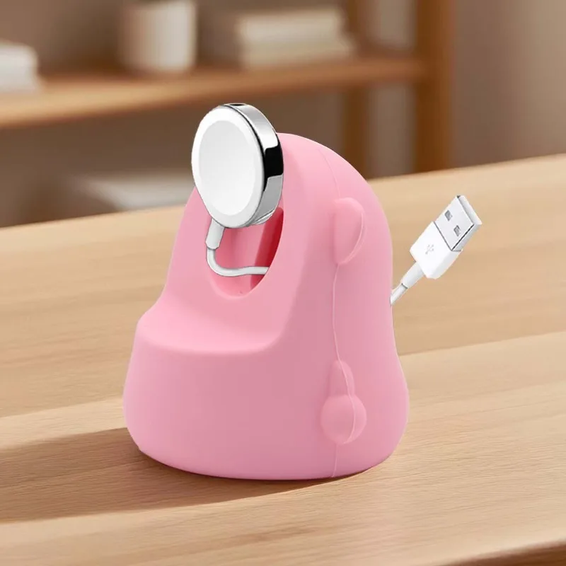 스포츠 시계 충전기 애플 워치 호환을 위한 무선 도크 실리콘 베이스 안정적인 연결 엉킴 방지 디자인 액세서리