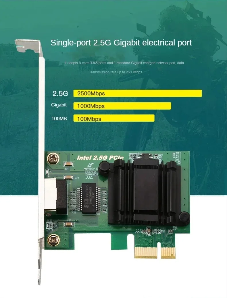 Intel I225 Chips 100/1000M/2500M RJ45 Network adapter PCIe PCI Express Gigabit Etherent Network Lan Card