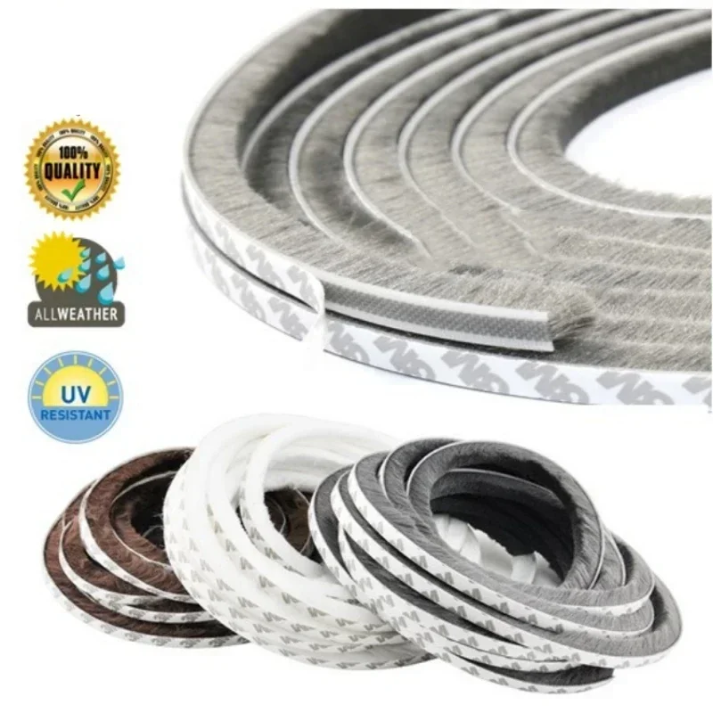 10m Self Adhesive Brush Strip Door Window Weather Stripping Sliding Door Sound Insulation Dust Sealing Strip Anti Bug Seal Tape