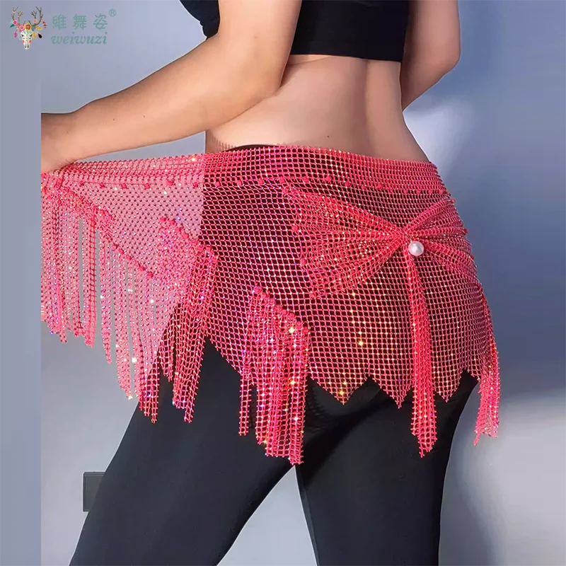 벨리 댄스 연습 액세서리 여성용 패셔너블하고 귀여운 리본 AB 스톤 벨트 성인 및 어린이용 오리엔탈 댄스 벨트