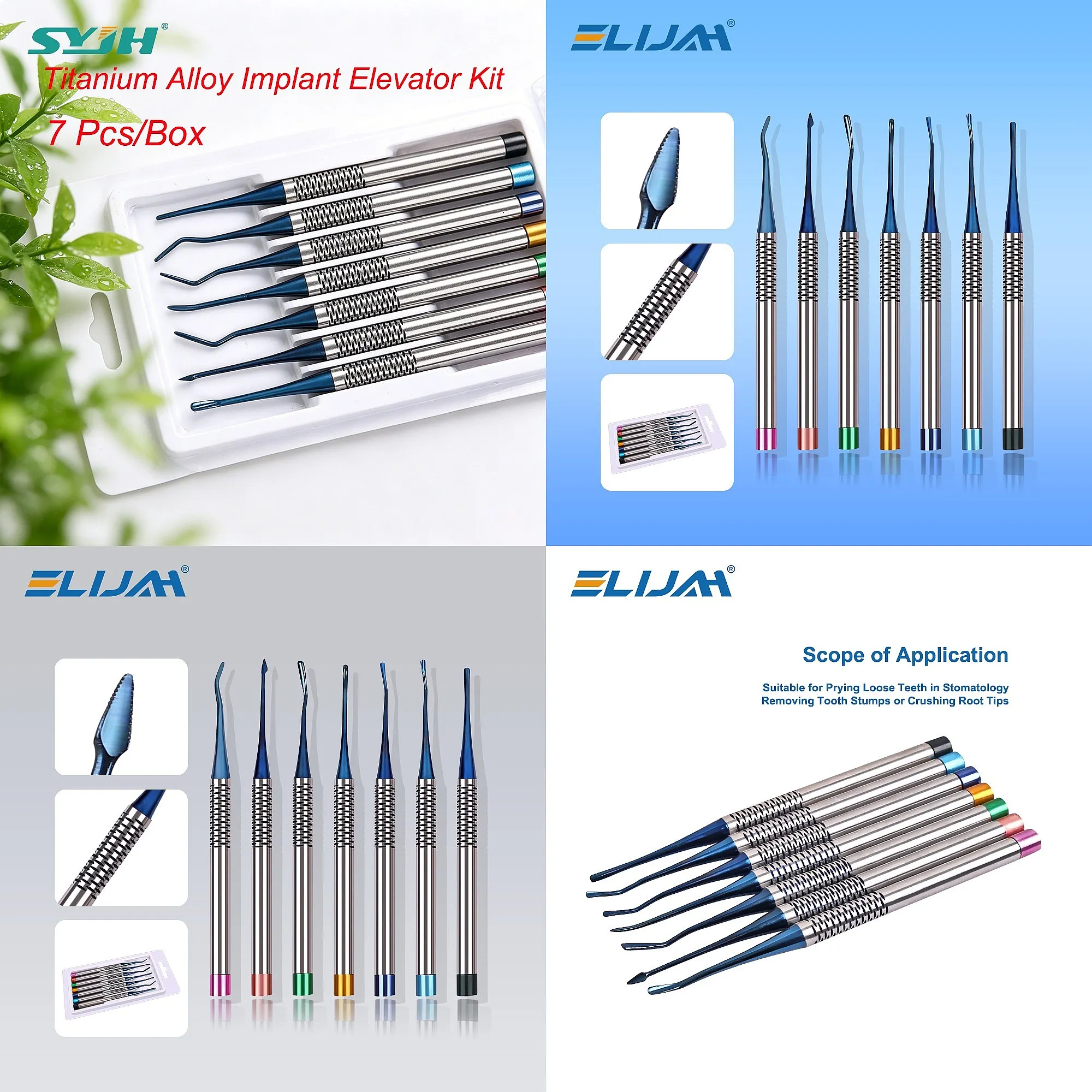 Dentals 7Pcs Stainless Steel Tooth Extracting Elevator Set for Root Extraction Surgery