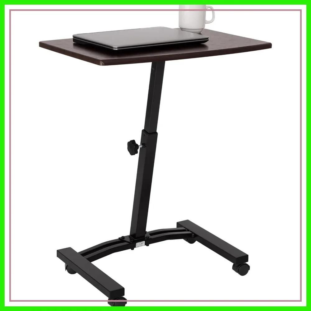 

Height-Adjustable Mobile Laptop Computer Desk Cart, 20.5" to 33", Slim Walnut