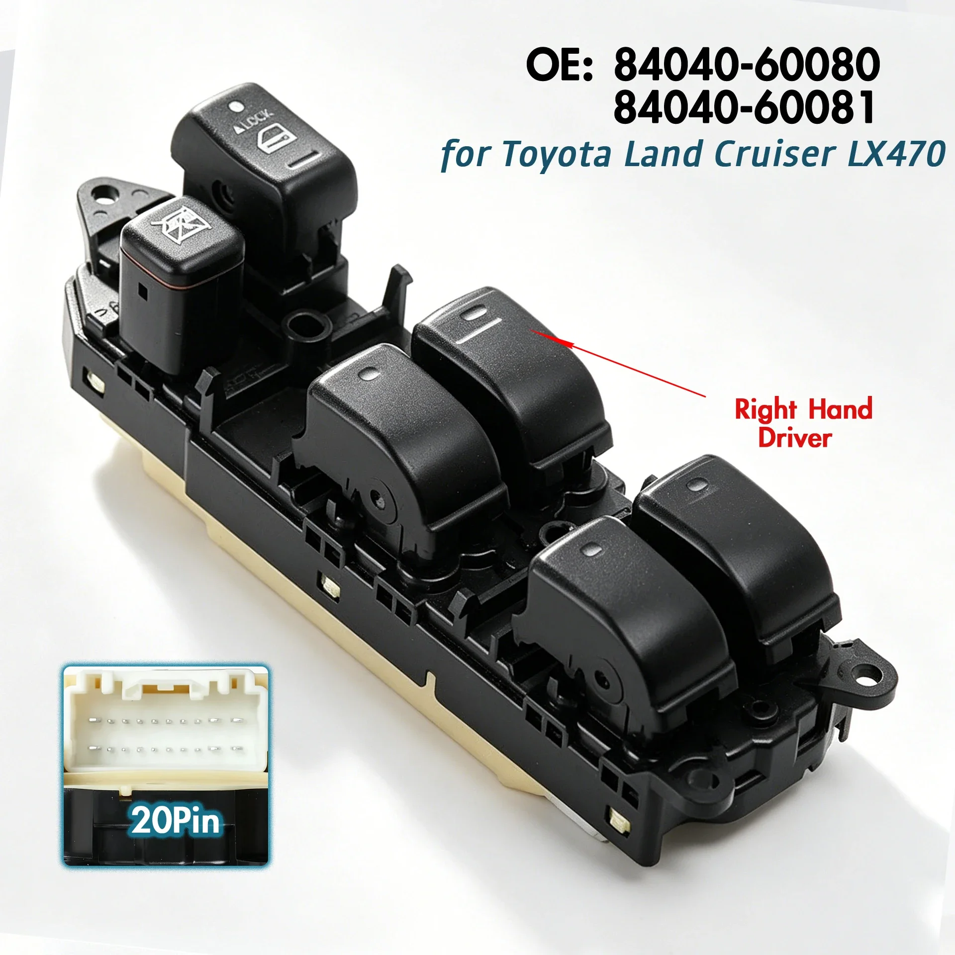 For Toyota Land Cruiser LX470,RHD Front Right Electric Power Window Switch Lifter Control Button 84040-60080 8404060080 2