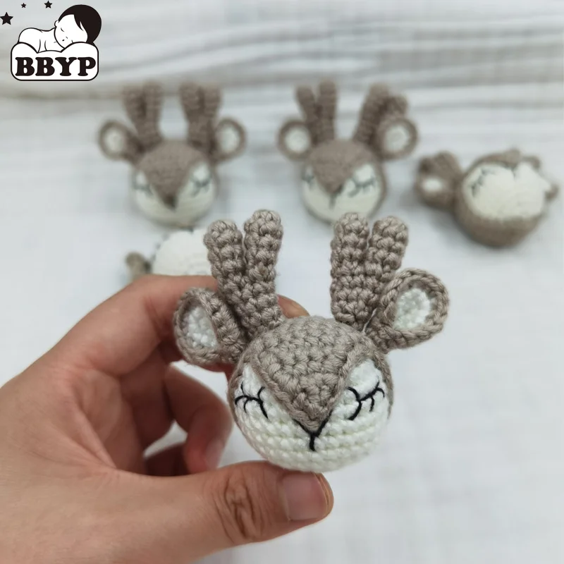 Crochet Beads Bear Rabbit Elk DIY Baby Teether Toy Gift Teething Rodent Baby Products For Newborns Cotton PVC Free