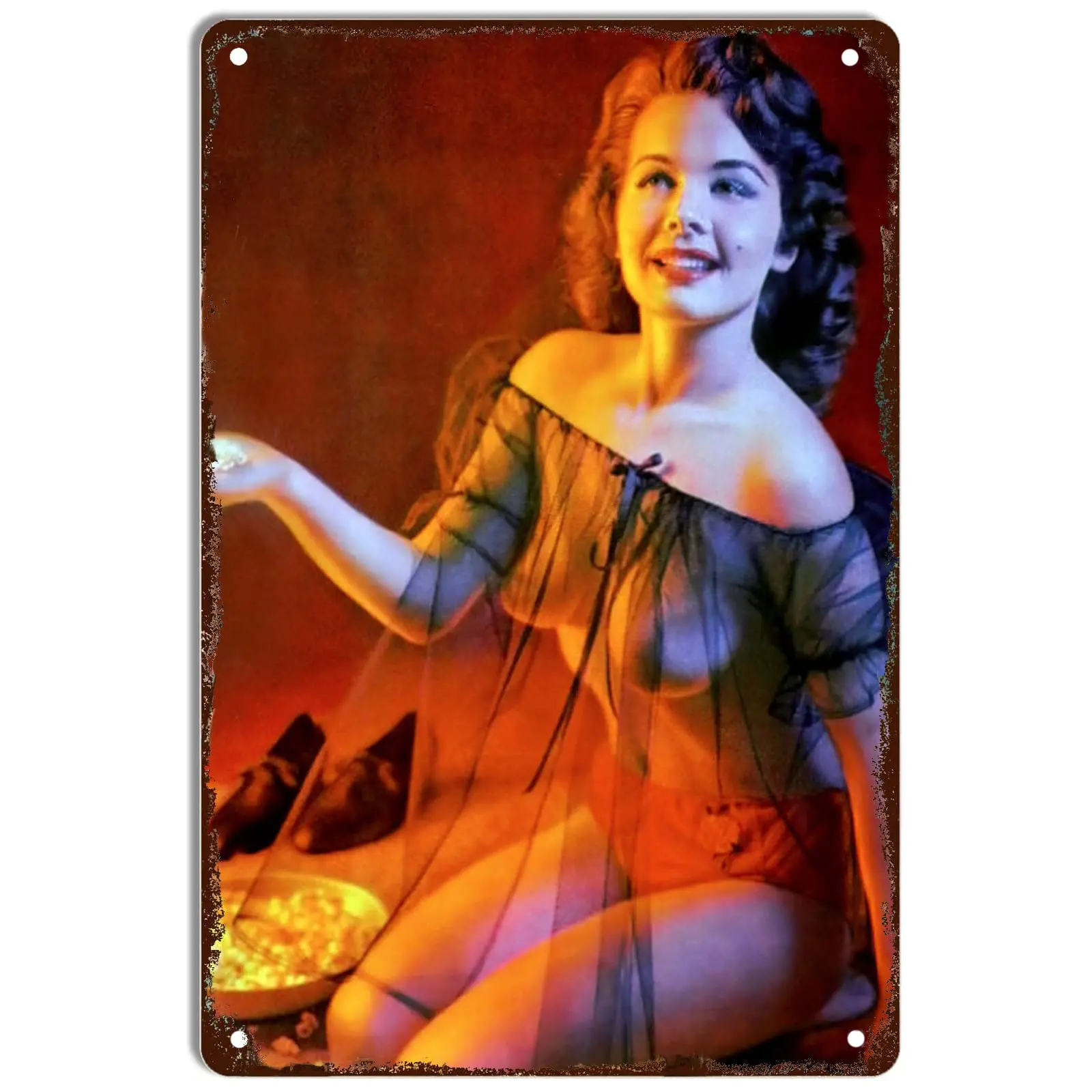 TRENDSTHAN Funny Vintage Metal Signs Retro Nude Girl Metal Tin Sign Pinup Girls Wall Art Decor Hot Woman Poster Sexy And Plump L