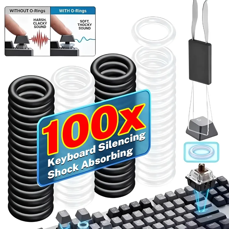 Mechanical Keyboard O-Rings Noise Reduction Keycaps Ring with Keycap Remover Tool for Cherry MX Switch Keyboards Dampeners