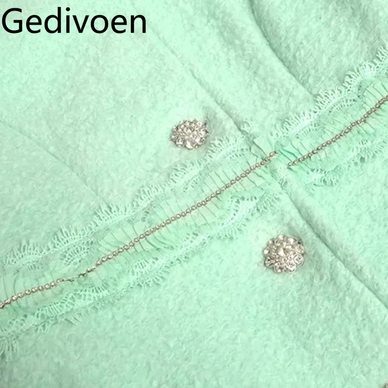 Gedivoen-Manteau à col montant pour femme, pardessus à manches longues, simple boutonnage, perles, haut audio, automne et hiver