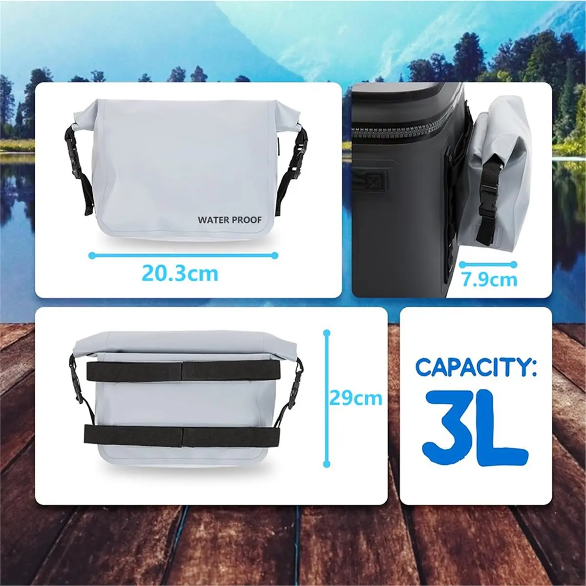 NEW Capacity PVC Waterproof Mobile Phone Bag Valuables Belt Bag for Beach Swimming Snorkeling with Adjustable Strap Dry Bag