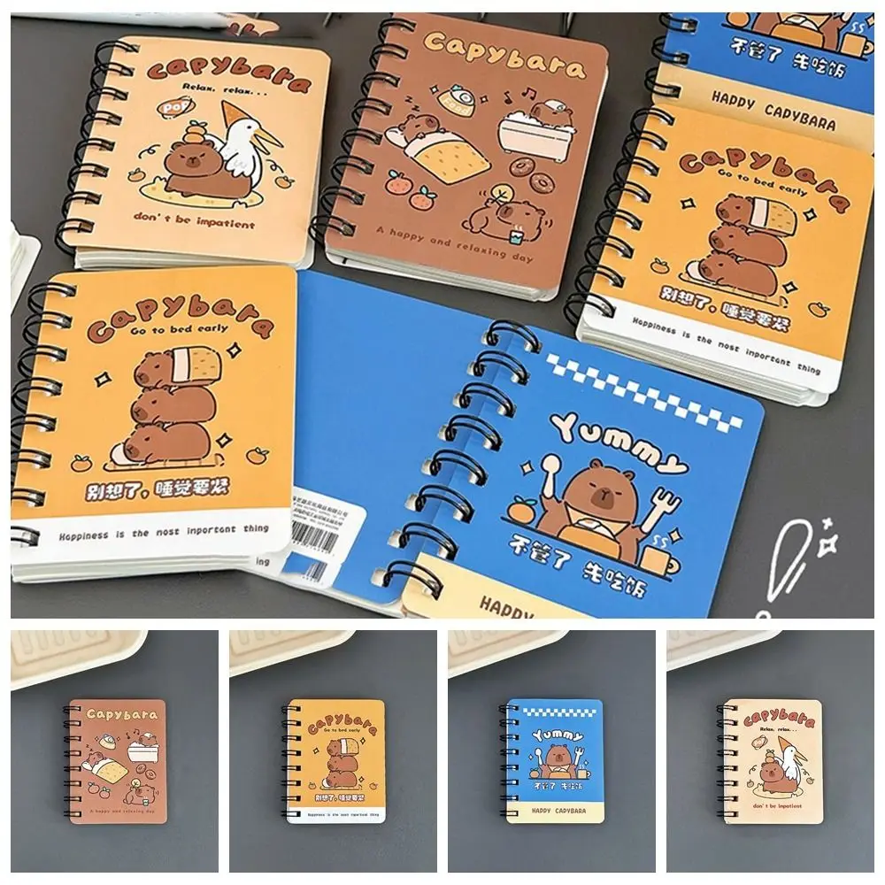 Multi-purpose Cute Capybara Coil Book Creative Portable Cartoon Notebook Multifunction 180 Degrees Error Word Book Birthday Gift