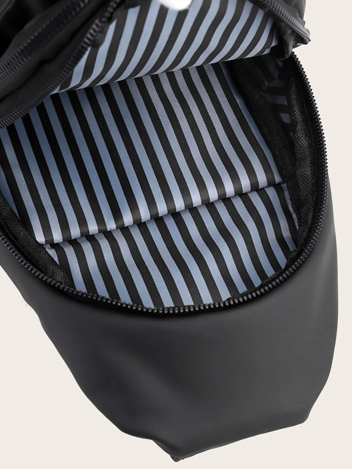 

Men's Black Minimalist Chest Bag With Striped Lining USB Port Multi Compartment Crossbody Bag