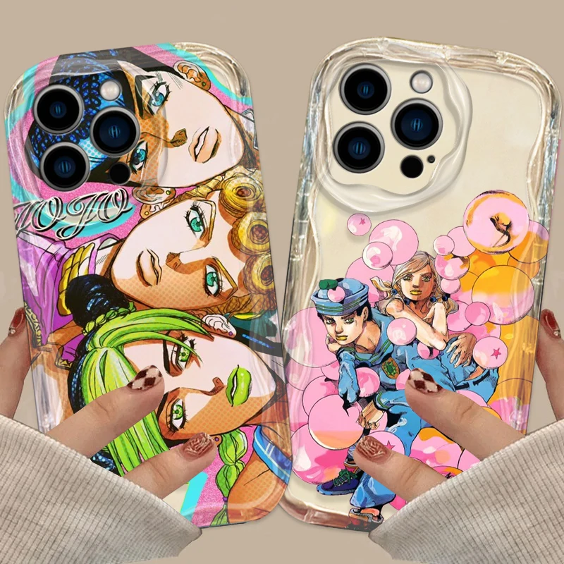 JoJo Bizarre Adventure Cover For Apple iPhone 15 14 13 12 11 Pro X XR XS Max Plus 8 7 Plus SE Wave Oil Phone Case