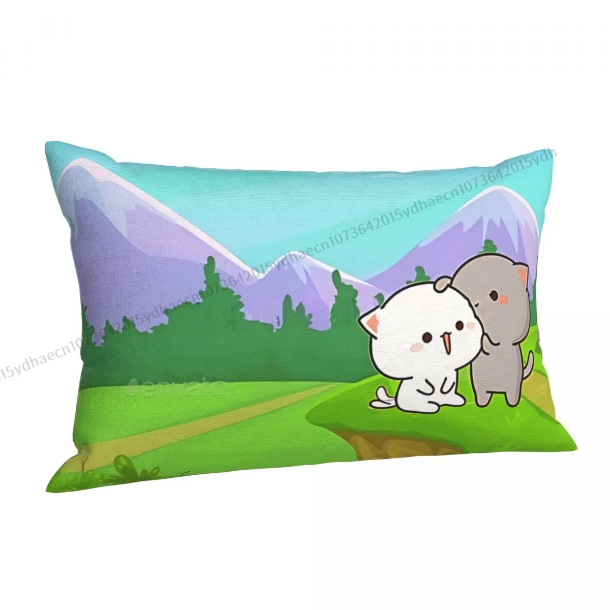 Beautiful Scenery Together Hug Pillowcase Peach and Goma Mochi Cat Backpack Cojines Home Printed Office Pillow Covers Decorative