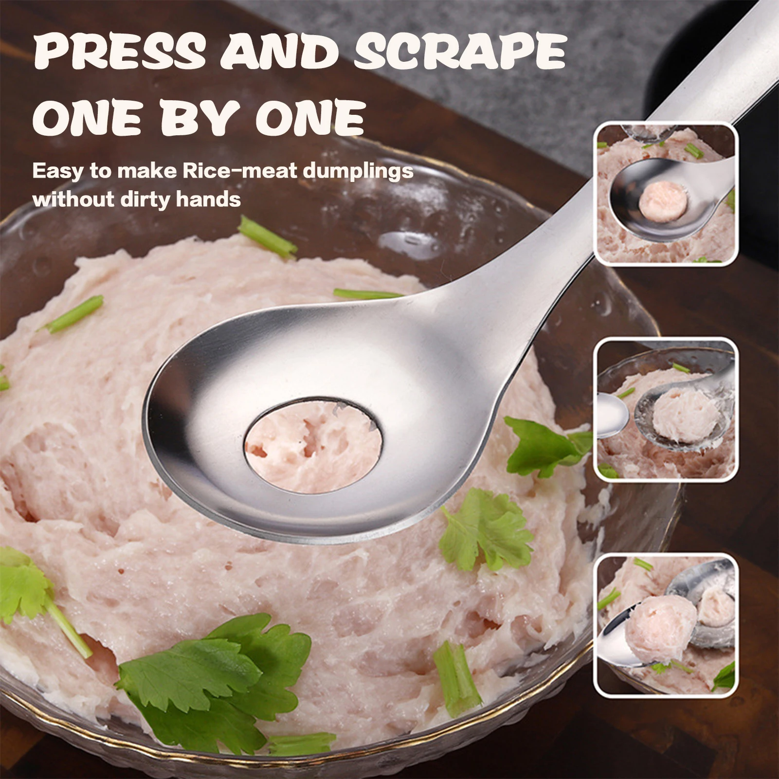 Stainless Steel Meatball Maker for Kitchen Home Cooks Professional Baller Spoon Non-Stick DIY Cooking Tool Durable Gadget