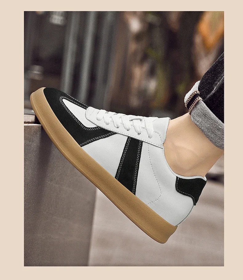 Men's Invisible Height Increasing Shoes 6/8cm German Training Shoes Breathable Genuine Leather Retro Casual Sports Shoes